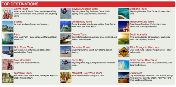 Top Australian Destinations (source: Do It Tour)
